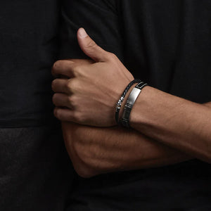 Najo Najo The Mariner Men’s Plaited Leather and Steel Bracelet