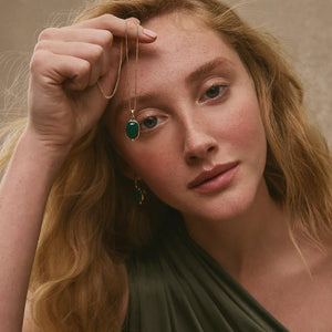 Najo Necklaces Najo Fleur Green Onyx Pendant
