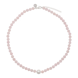 Najo Necklaces Najo Sunset Rose Quartz & Pearl Necklace