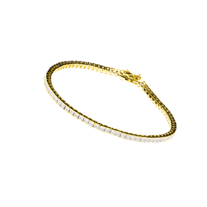 Sybella Bracelets Silver / Gold Sybella JOSIE Gold Claw Set Square CZ Tennis Bracelet