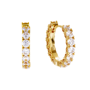 Sybella Earrings Gold / Clear Sybella Lyla Gold Plate Claw Set CZ Hoop Earring