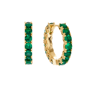 Sybella Earrings Gold / Green Sybella Lyla Gold Plate Claw Set CZ Hoop Earring