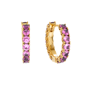 Sybella Earrings Gold / Pink Sybella Lyla Gold Plate Claw Set CZ Hoop Earring