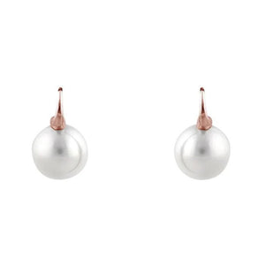Sybella Earrings Rose Gold Sybella 14mm Round White Pearl Hook