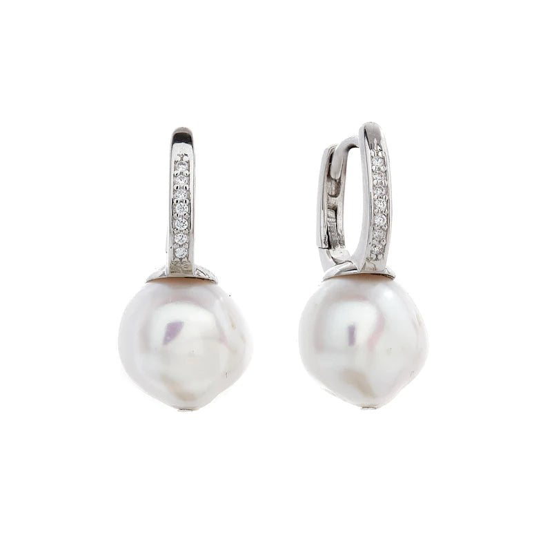 Sybella Earrings Silver Anya Baroque Pearl Earrings