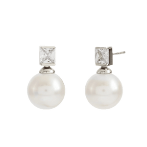 Sybella Earrings Silver / Gold Sybella BRONTE Cz and White Pearl Stud Earring
