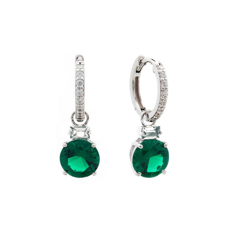 Sybella Earrings Silver / Green Trixie Hoop Earrings