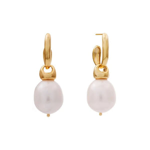 Sybella Earrings Sybella Alaya Gold Plate and White Freshwater Pearl C Hoop Earring