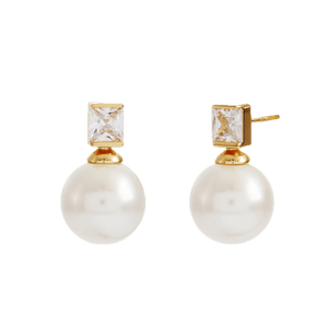 Sybella Earrings Sybella BRONTE Cz and White Pearl Stud Earring
