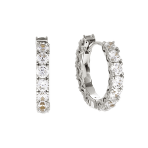 Sybella Earrings Sybella Lyla Silver Plate Claw Set CZ Hoop Earring