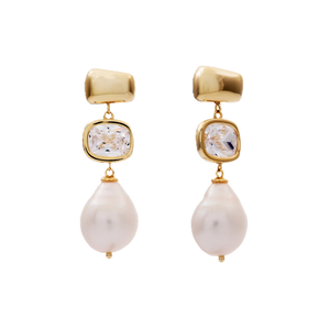 Sybella Earrings Sybella NOVA White Freshwater Pearl and CZ Earring