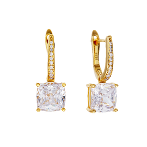 Sybella Earrings Yellow Gold / Clear Sybella IRIS Gold Plate and Green Square and Clear CZ Earring