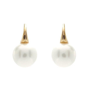 Sybella Earrings Yellow Gold Sybella 14mm Round White Pearl Hook