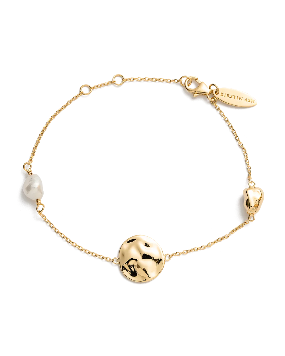 Kirstin Ash tidal pearl bracelet 18k gold plated front 