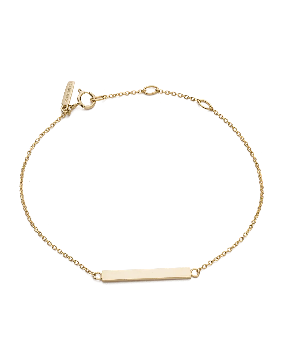 Kirstin ash sentiment bar bracelet 9k gold front