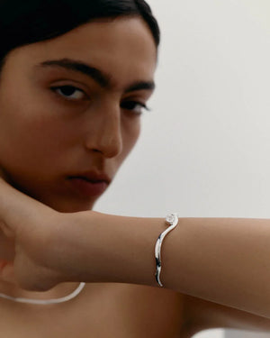 Kirstin ash unfold cuff rhodium plated front 1