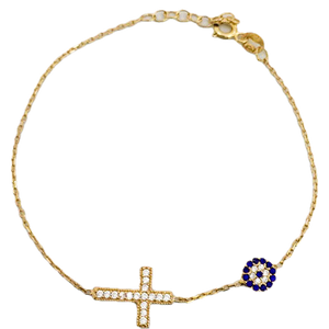 Duo Jewellery Bracelets Gold DUO CROSS & EYE BRACELET