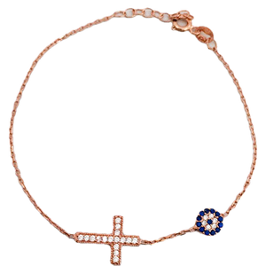Duo Jewellery Bracelets Rose gold DUO CROSS & EYE BRACELET