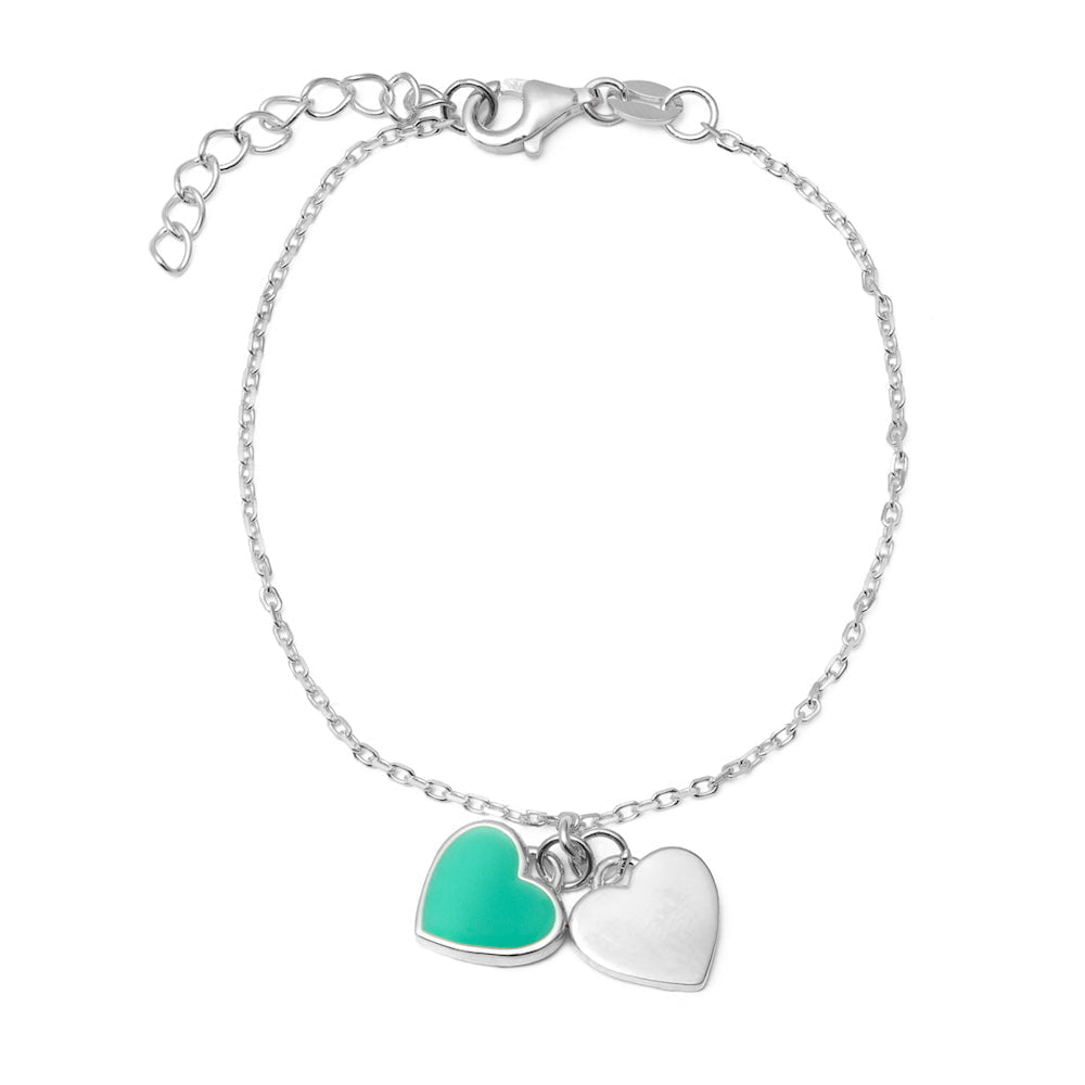 Duo Jewellery Bracelets Silver / Blue Duo Double enamel heart bracelet