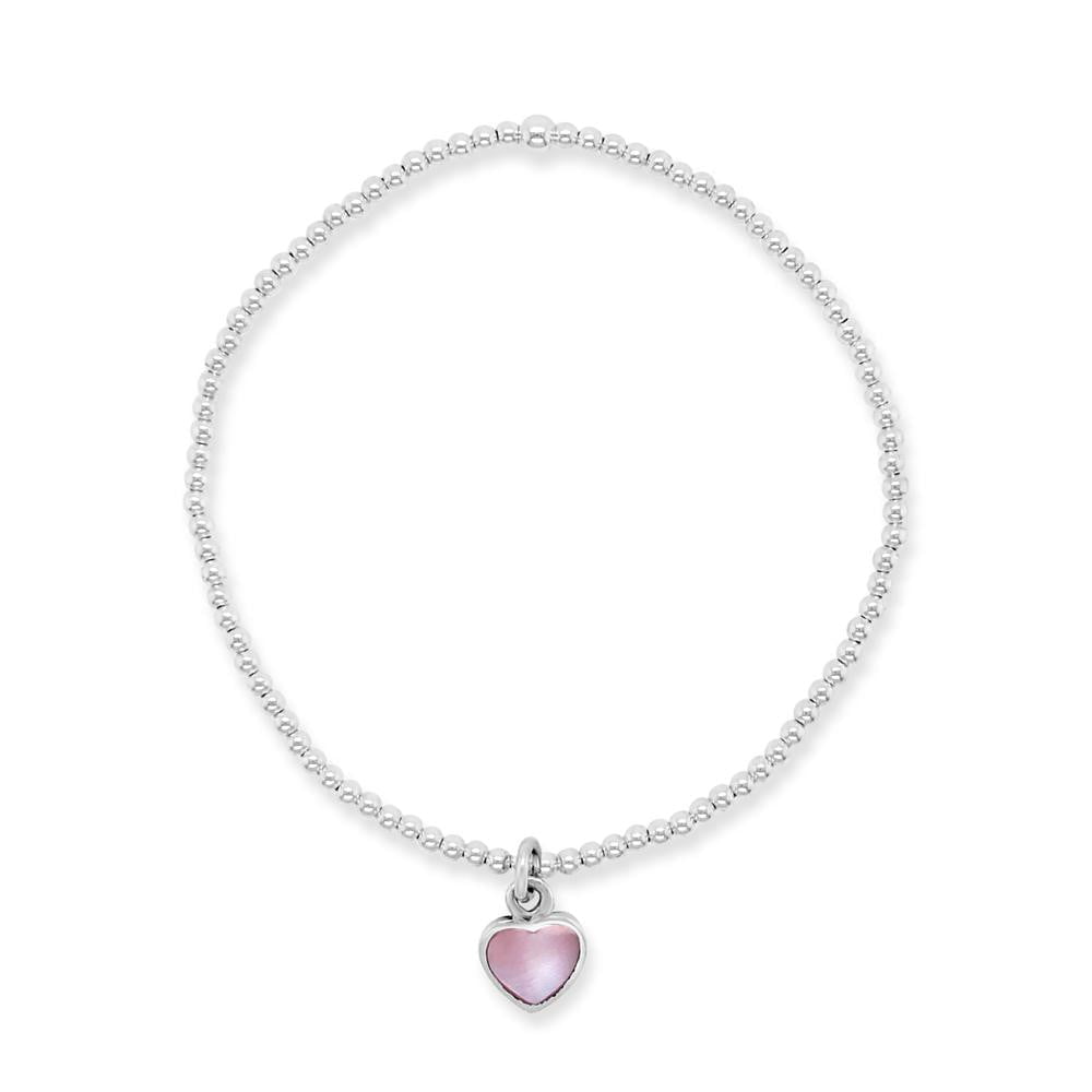 Duo Jewellery Bracelets Silver Duo Small Pink Heart Bracelet