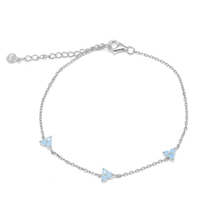 Duo Jewellery Bracelets Silver / Milky blue Duo Three Stone Flower Bracelet