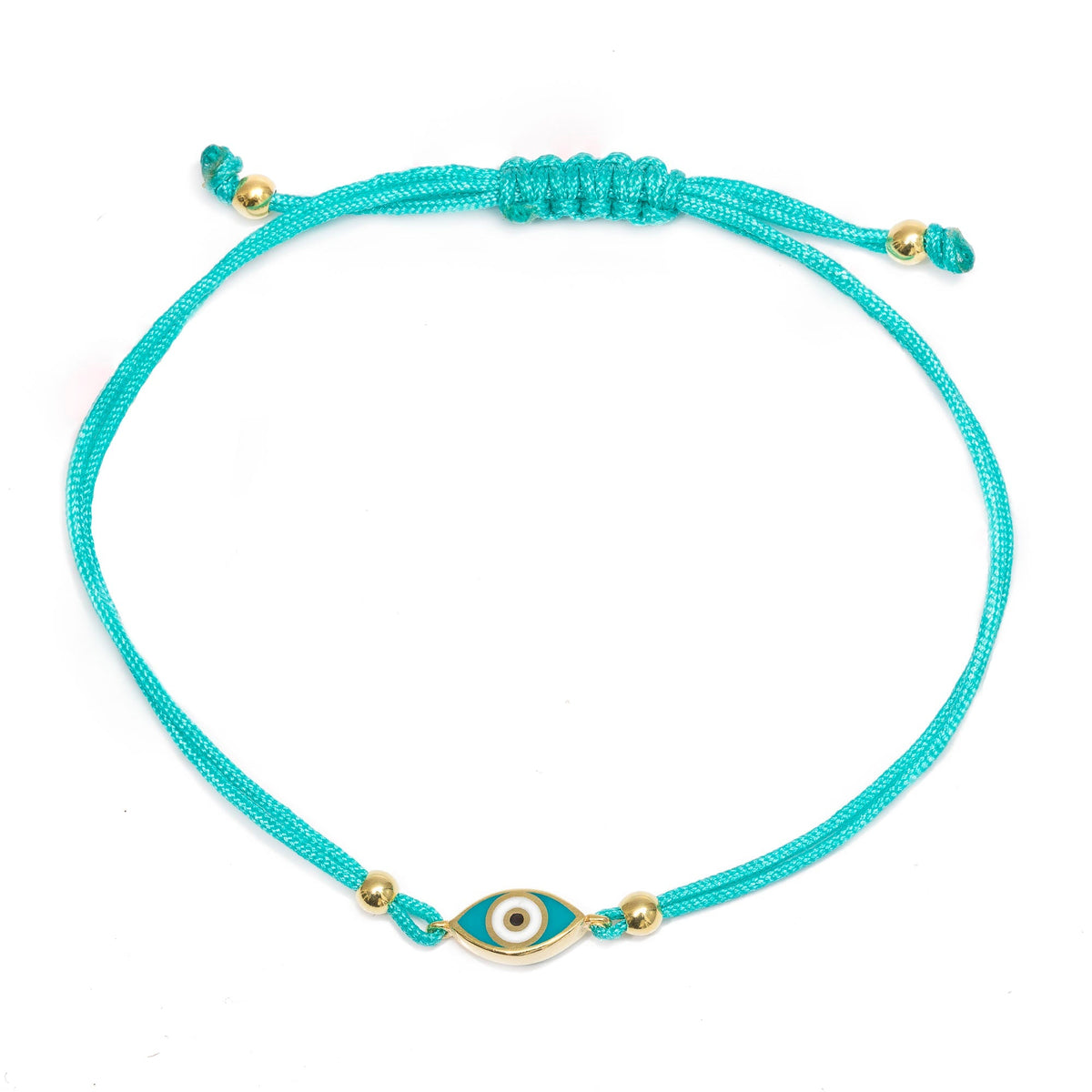 Duo Jewellery Bracelets Yellow Gold / Aqua Rope Evil Eye Bracelet