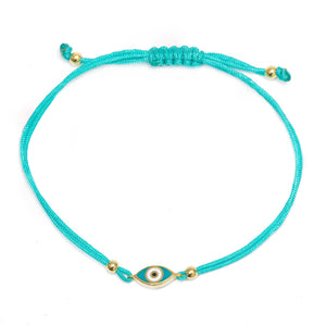 Duo Jewellery Bracelets Yellow Gold / Aqua Rope Evil Eye Bracelet