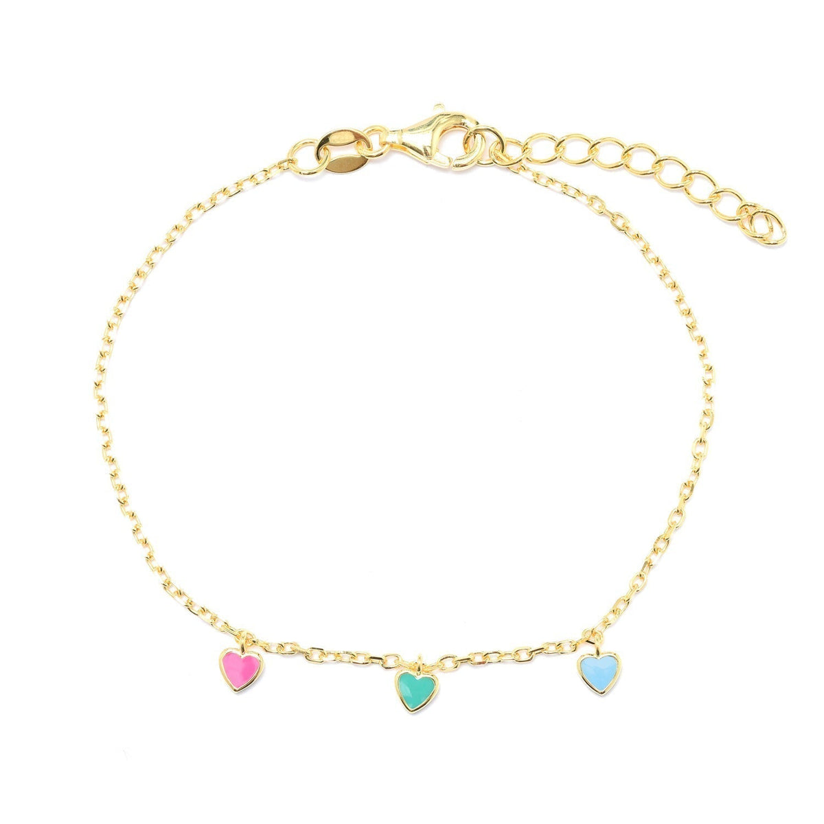 Duo Jewellery Bracelets Yellow Gold Duo Enamel Hearts Bracelet