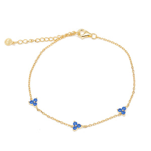 Duo Jewellery Bracelets Yellow Gold / Navy Duo Three Stone Flower Bracelet