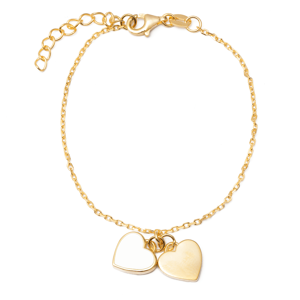 Duo Jewellery Bracelets Yellow Gold / Blue Duo Double enamel heart bracelet