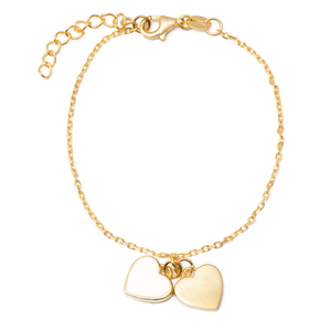 Duo Jewellery Bracelets Yellow Gold / White Duo Double enamel heart bracelet