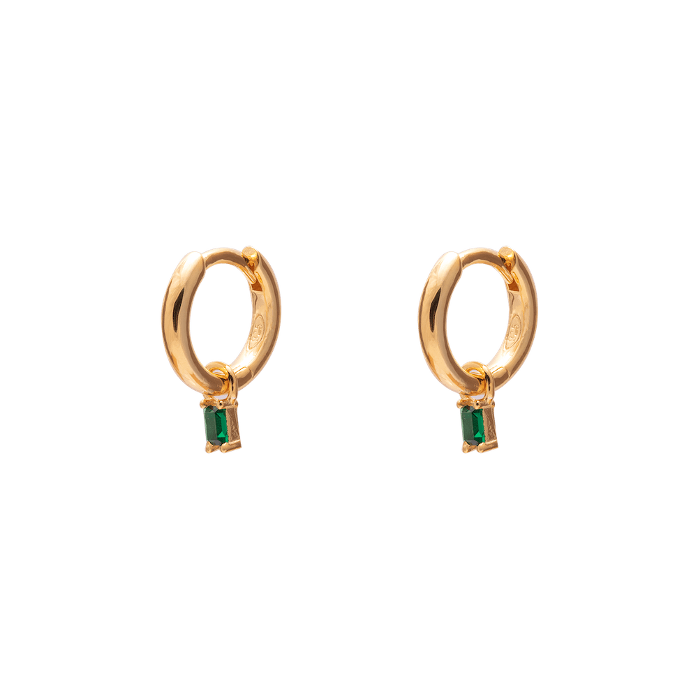 Duo Jewellery Earrings Green Duo charm huggie earrings