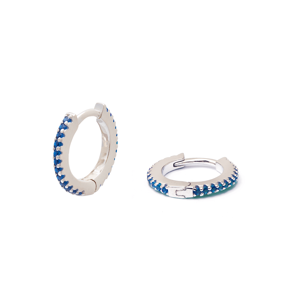 Duo Jewellery Earrings Blue Duo Coloured stone huggie earrings