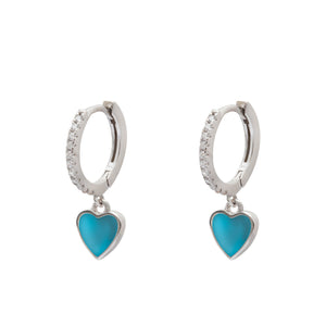 Duo Jewellery Earrings Blue Duo enamel heart earrings