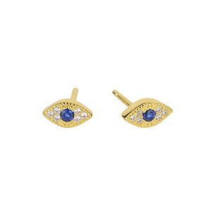 Duo Jewellery Earrings Blue Duo pave evil eye stud earrings