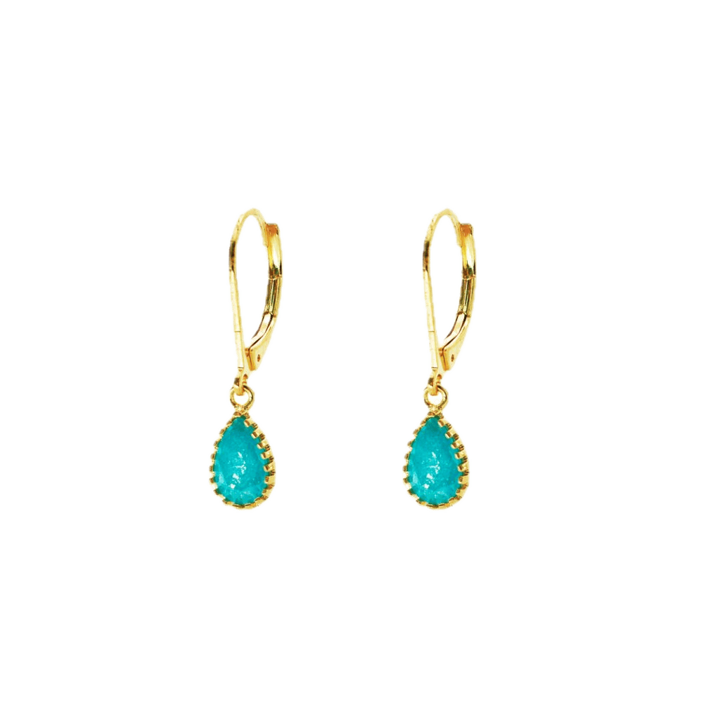 Duo Jewellery Earrings BLUE / Gold Filled Duo Teardrop Stone Drop Earrings – Gold Filled