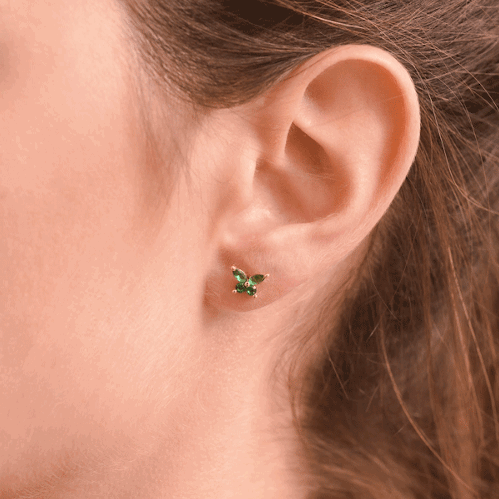 Duo Jewellery Earrings Silver / Clear Duo Butterfly Stud Earrings