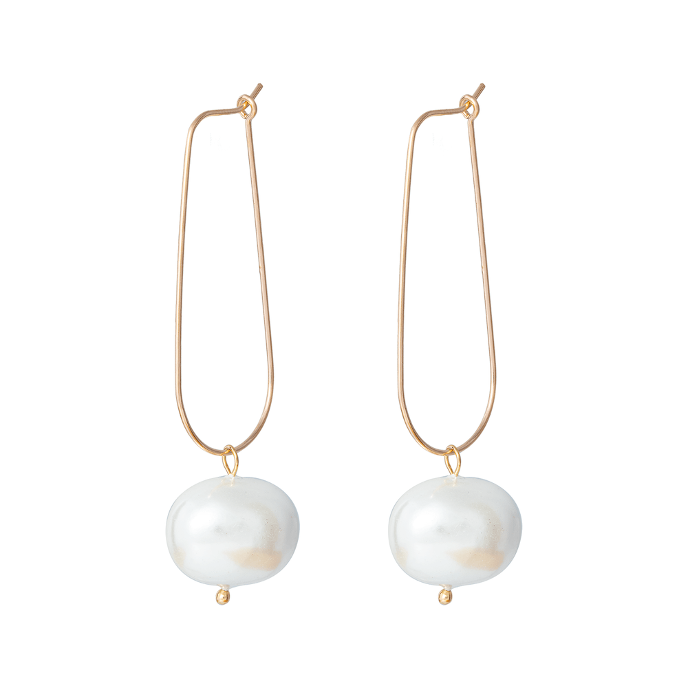 Duo Long hook Pearl earrings