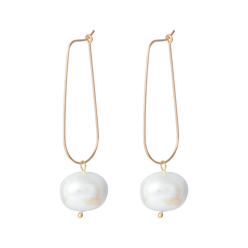 Duo Jewellery Earrings Duo Long hook Pearl earrings