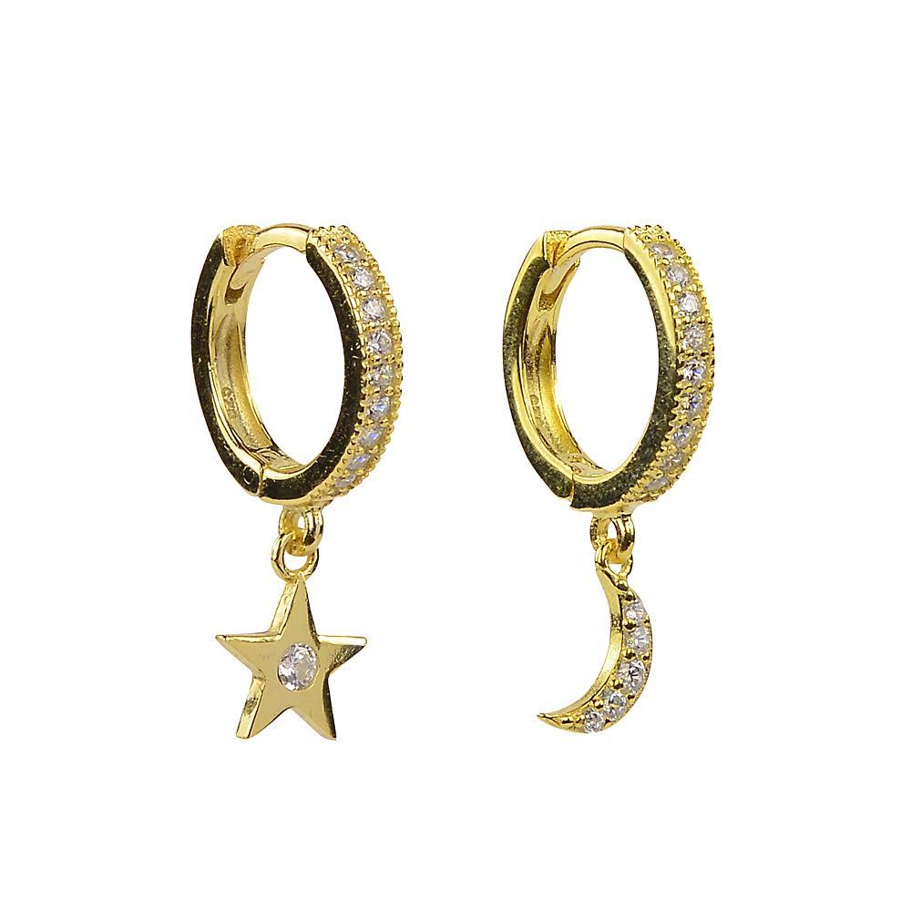 Duo Jewellery Earrings Duo moon and star hoop earrings
