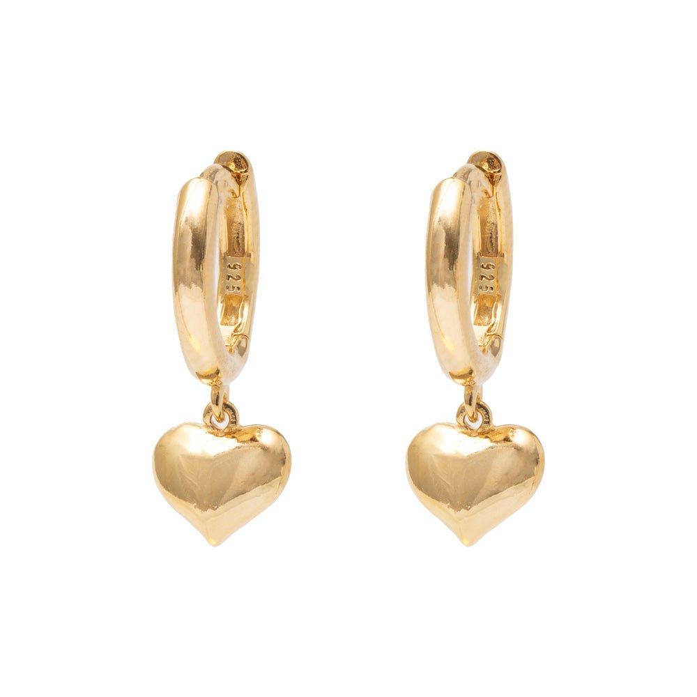 Duo Jewellery Earrings Duo puffy heart charm huggie earrings