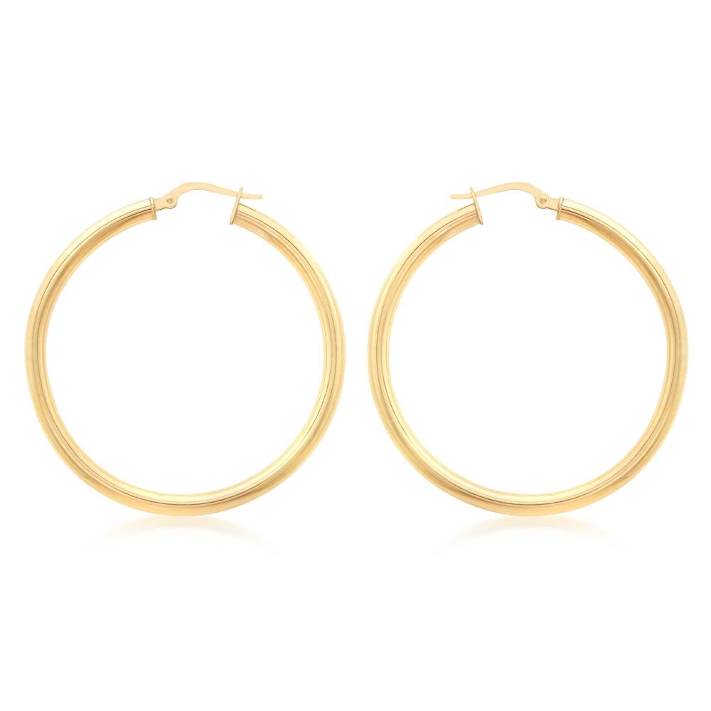 Duo Jewellery Earrings Duo Solid 9ct Yellow Gold Classic Hoops (35mm)
