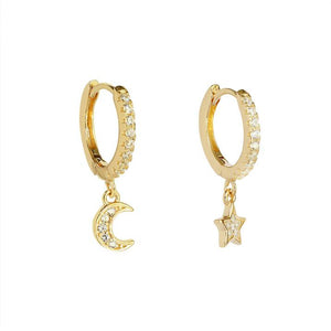 Duo Jewellery Earrings Duo star and moon huggie hoop earrings