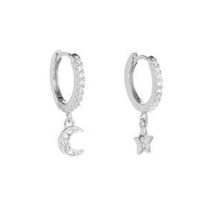 Duo Jewellery Earrings Duo star and moon huggie hoop earrings