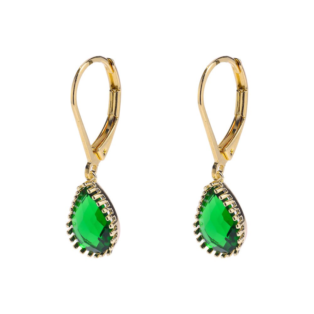 Duo Jewellery Earrings Gold Filled Duo Tear Drop Green Earrings