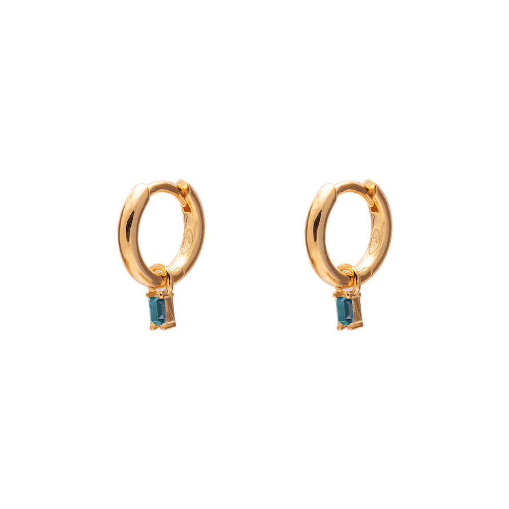 Green huggie earrings sales