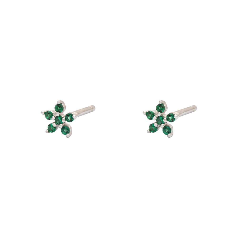 Duo Jewellery Earrings Green Duo flower stud earrings