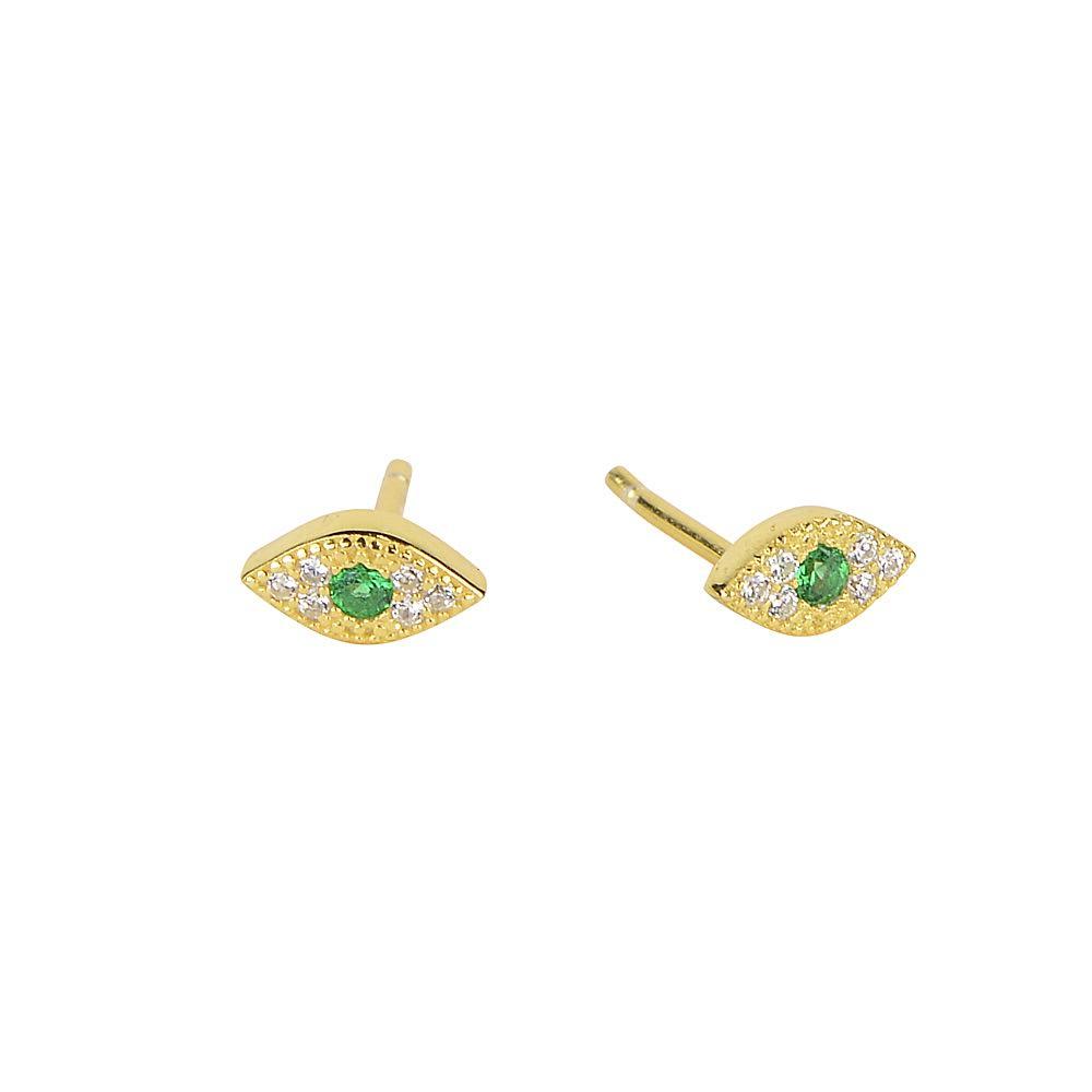 Duo Jewellery Earrings Green Duo pave evil eye stud earrings