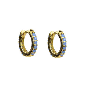 Duo Jewellery Earrings Ice Blue Duo mini colour stone huggie earrings