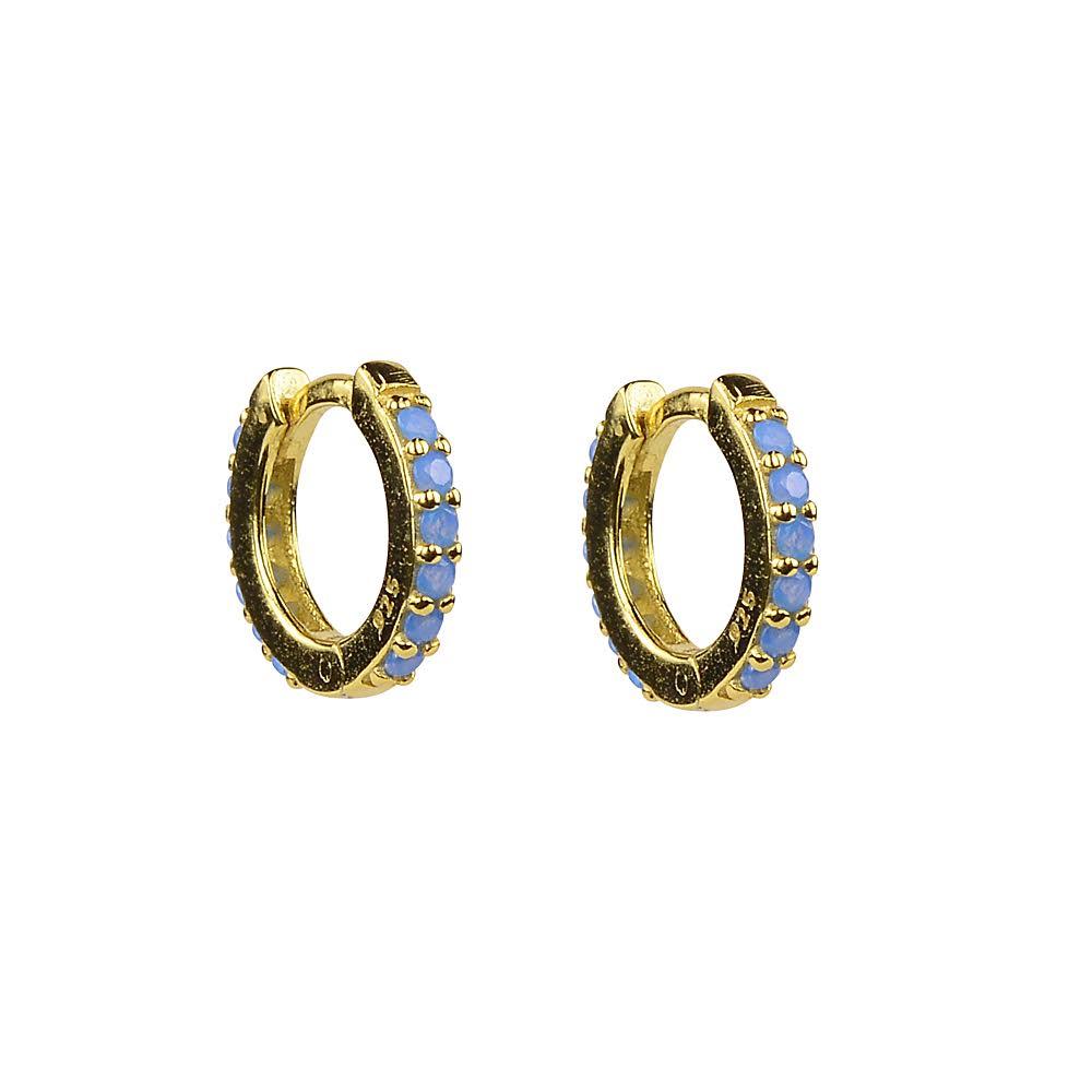 Duo Jewellery Earrings Ice Blue Duo mini colour stone huggie earrings